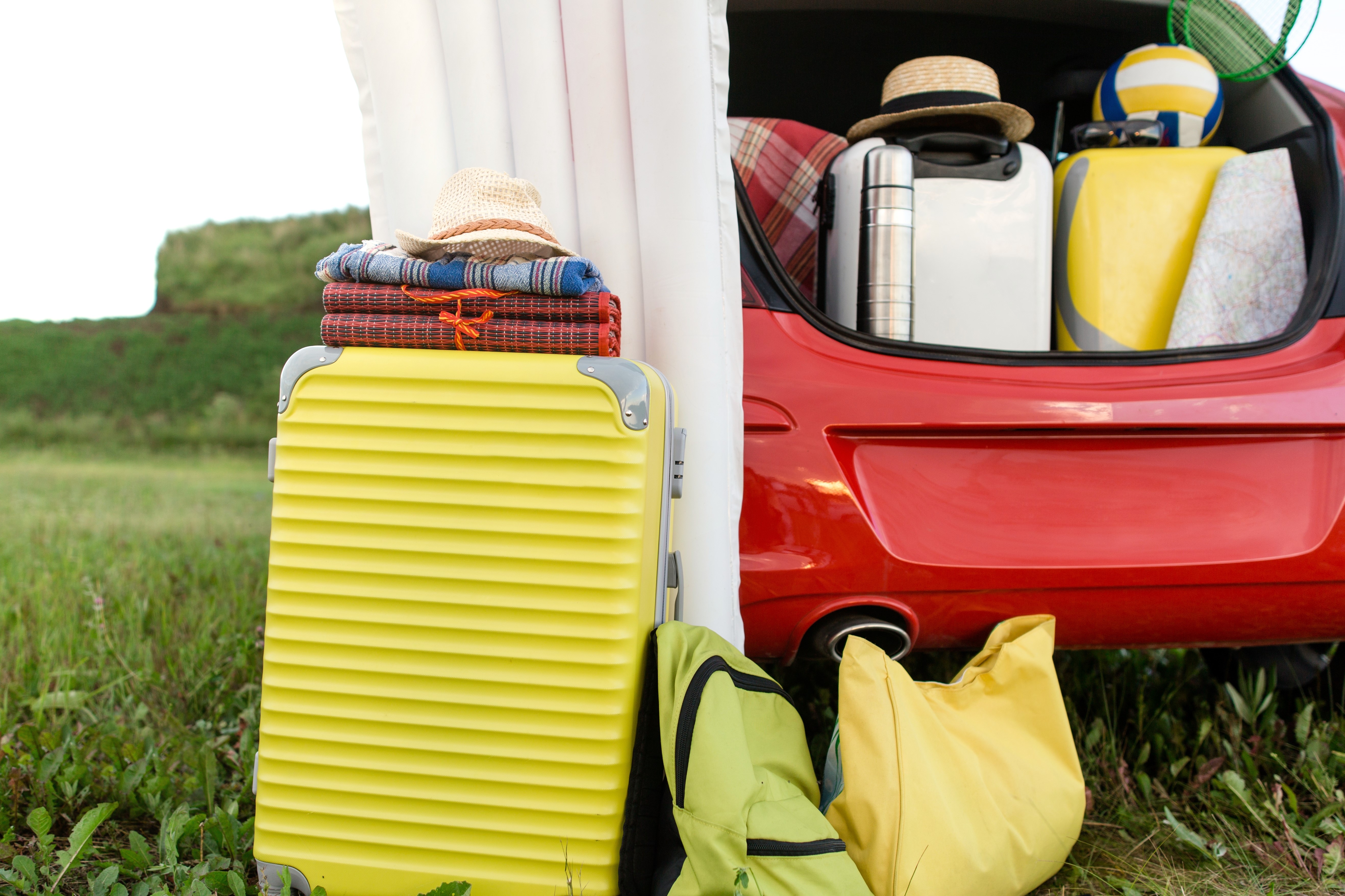 Suitcases in car