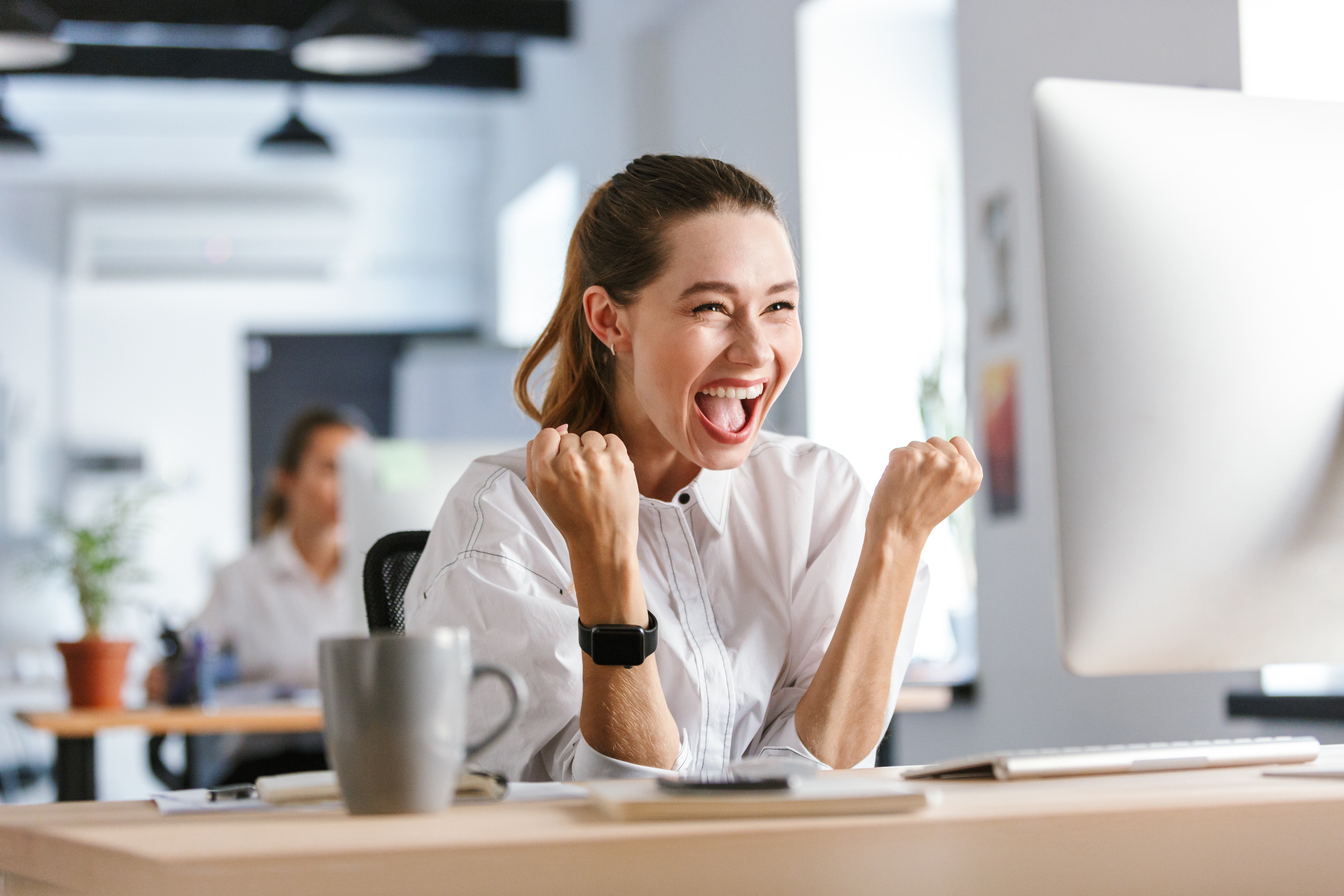 Happy office worker