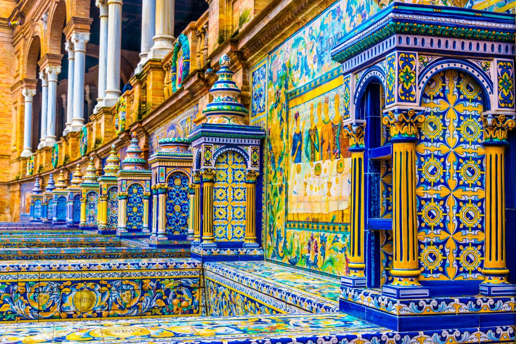 Blue tiles at Plaza de espana Seville